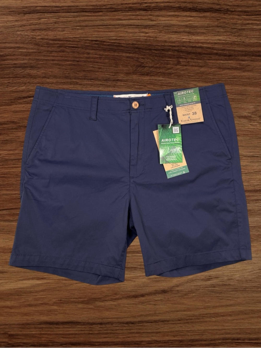 Tailor Vintage Airotec Luxe Performance 7” Slim Fit Navy Blue Shorts. Size 38